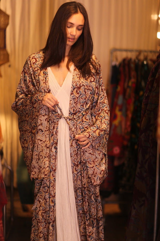 SILK WING KIMONO PINA IVAN - sustainably made MOMO NEW YORK sustainable clothing, kimono slow fashion
