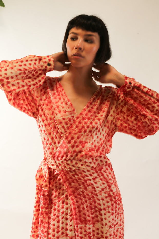 SILK WRAP DRESS CECYLIA - sustainably made MOMO NEW YORK sustainable clothing, dress slow fashion