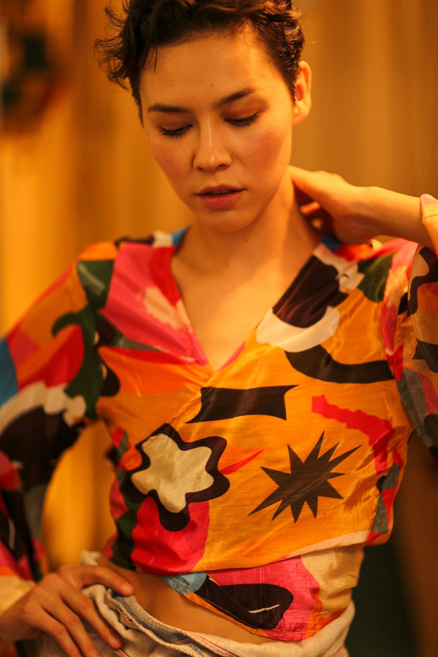 SILK WRAP TOP - sustainably made MOMO NEW YORK sustainable clothing, bestseller slow fashion