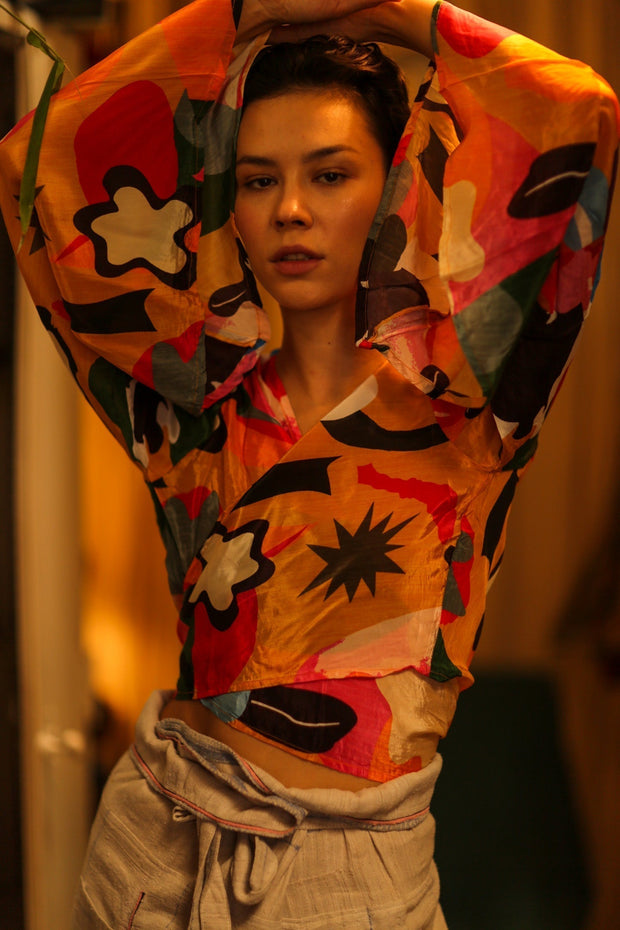 SILK WRAP TOP - sustainably made MOMO NEW YORK sustainable clothing, bestseller slow fashion