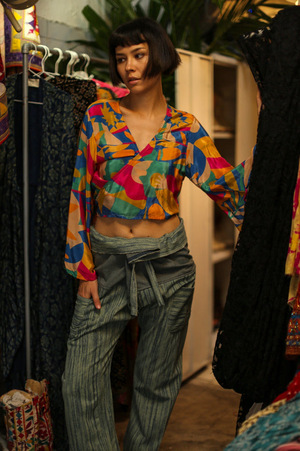 SILK WRAP TOP FRANCESCA - sustainably made MOMO NEW YORK sustainable clothing, Top slow fashion