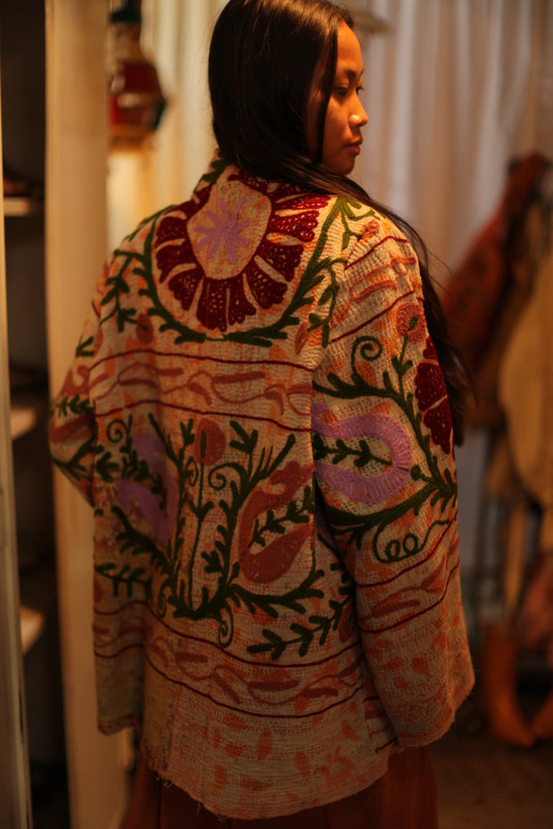 SUZANI EMBROIDERED KIMONO JAYKE - sustainably made MOMO NEW YORK sustainable clothing, slow fashion