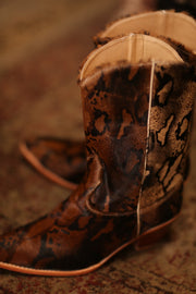 TAN ANIMAL PRINT WESTERN BOOTS - sustainably made MOMO NEW YORK sustainable clothing, boots slow fashion