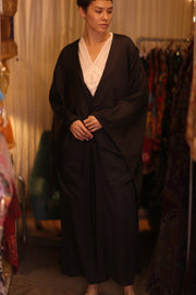 WING KIMONO PINA SOLID BLACK - sustainably made MOMO NEW YORK sustainable clothing, handmade slow fashion