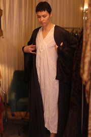 WING KIMONO PINA SOLID BLACK - sustainably made MOMO NEW YORK sustainable clothing, handmade slow fashion