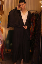 WING KIMONO PINA SOLID BLACK - sustainably made MOMO NEW YORK sustainable clothing, handmade slow fashion