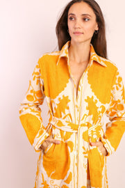 YELLOW SUZANI COAT ANINO - sustainably made MOMO NEW YORK sustainable clothing, Coat slow fashion