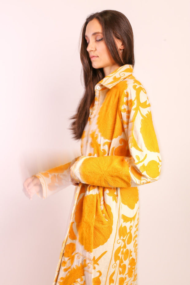 YELLOW SUZANI COAT ANINO - sustainably made MOMO NEW YORK sustainable clothing, Coat slow fashion