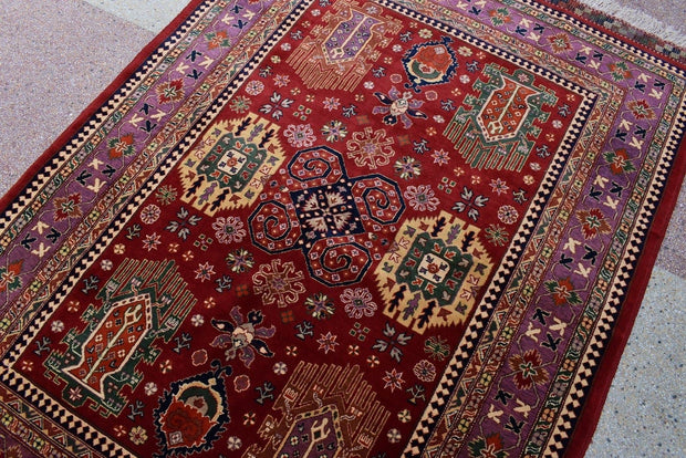 5.11 x 3.8 Ft, Collector piece Vintage Afghan Rug, Medium Sarooq Bukhara Rug, Medium Oriental rug, - sustainably made MOMO NEW YORK sustainable clothing, rug slow fashion