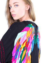 ANGEL WINGS EMBROIDERED CROCHET KIMONO BILA - sustainably made MOMO NEW YORK sustainable clothing, crochet slow fashion