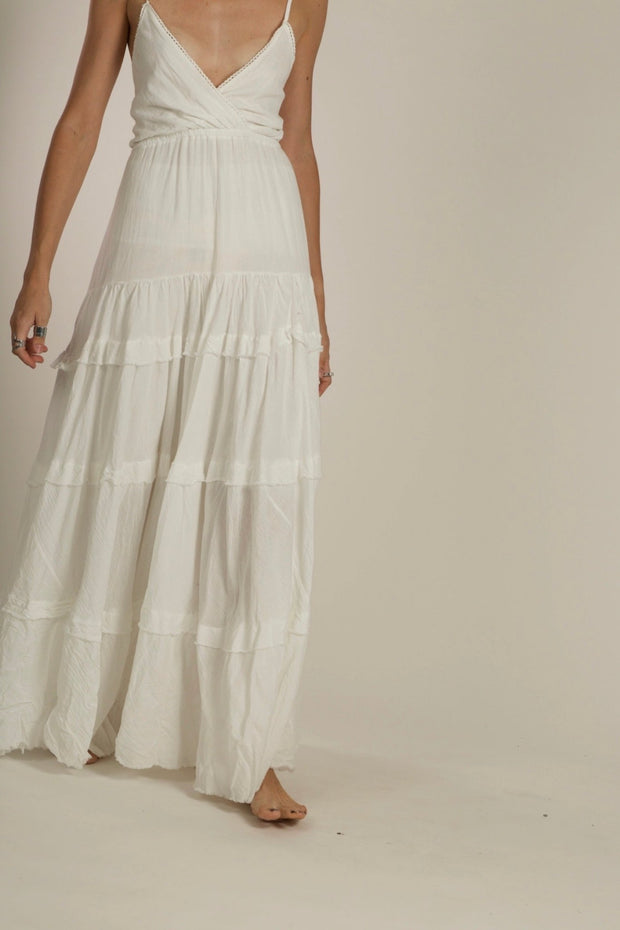 ARIADNE WHITE COTTON DRESS - sustainably made MOMO NEW YORK sustainable clothing, slow fashion