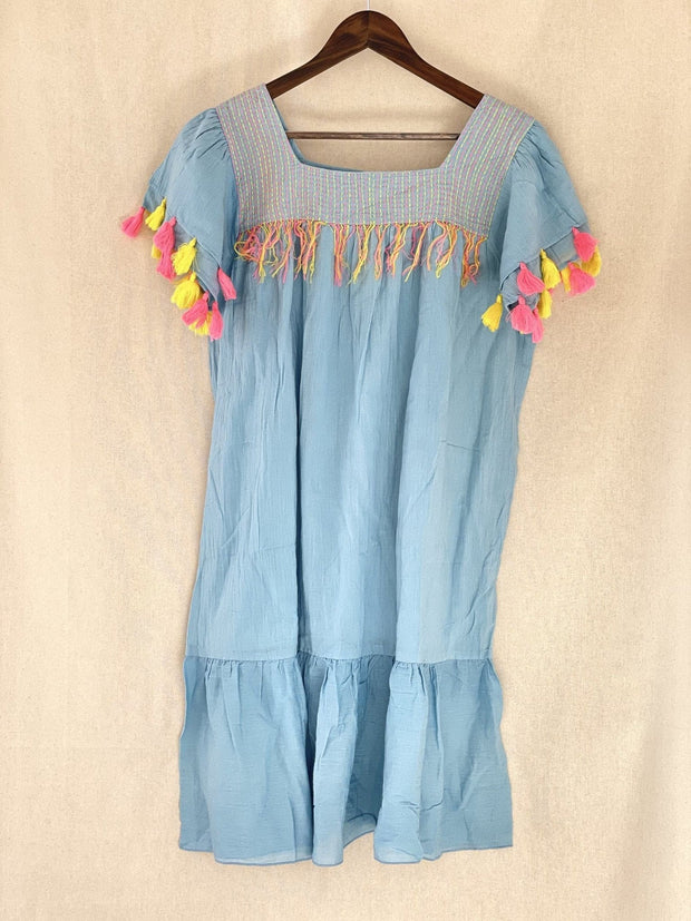 Baby Blue Mini Dress - ONE & ONLY - sustainably made MOMO NEW YORK sustainable clothing, saleojai slow fashion