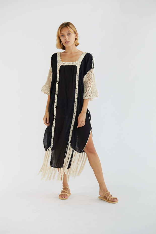 BEACH KAFTAN DRESS HANNELI - sustainably made MOMO NEW YORK sustainable clothing, Boho Chic slow fashion