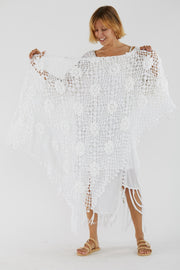Bobo Chic Crochet Cardigan Coco / White - sustainably made MOMO NEW YORK sustainable clothing, crochet slow fashion