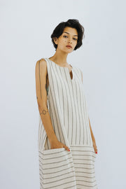 COTTON LINEN DRESS ABBY - sustainably made MOMO NEW YORK sustainable clothing, kaftan slow fashion