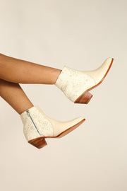 CREME LEATHER CREME EMBROIDERED FABRIC BOOTS SEL - sustainably made MOMO NEW YORK sustainable clothing, boots slow fashion