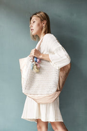 CROCHET ACE BAG - Red/White - sustainably made MOMO NEW YORK sustainable clothing, crochet slow fashion