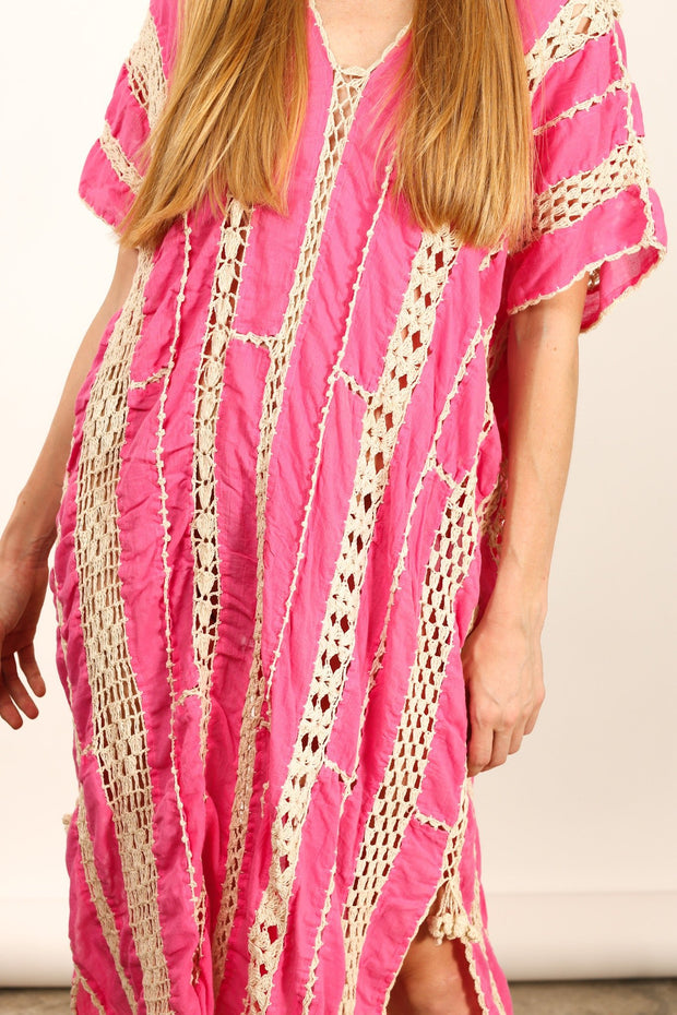 CROCHET KAFTAN SUNKISSED X FREE PEOPLE - sustainably made MOMO NEW YORK sustainable clothing, dress slow fashion