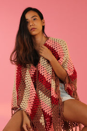 CROCHET KIMONO CAPE INGRID - sustainably made MOMO NEW YORK sustainable clothing, crochet slow fashion
