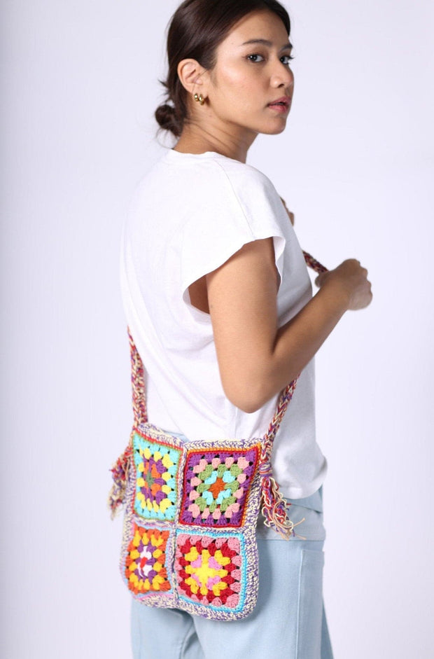 CROCHET SHOULDER CROSS BODY BAG TIBB - sustainably made MOMO NEW YORK sustainable clothing, crochet slow fashion