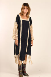 CROCHET SLEEVES KAFTAN HANNELI - sustainably made MOMO NEW YORK sustainable clothing, dress slow fashion