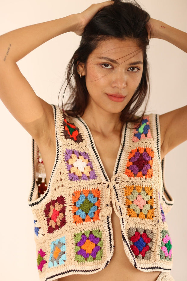 CROCHET VEST JULIE - sustainably made MOMO NEW YORK sustainable clothing, crochet slow fashion