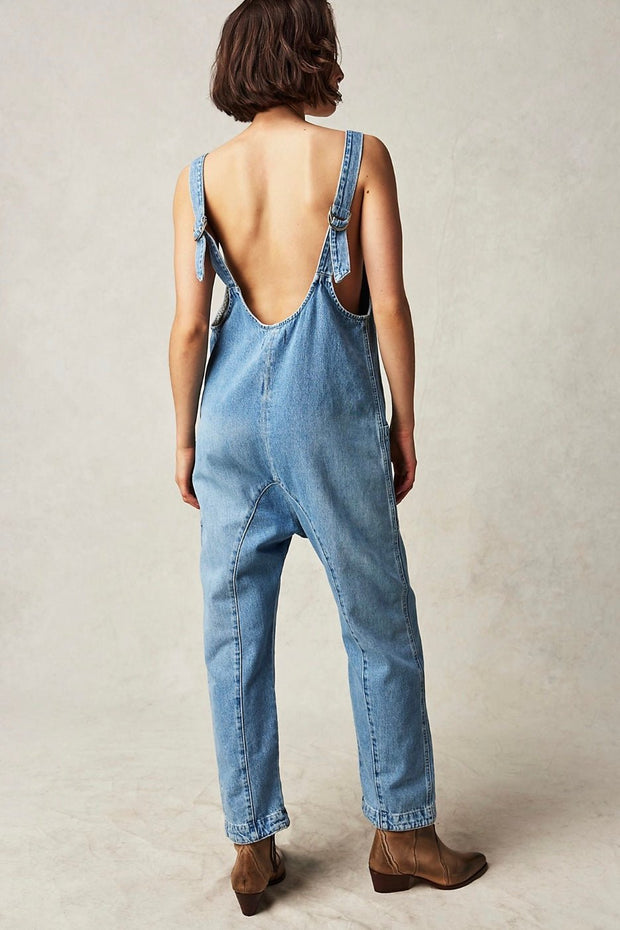 DENIM JUMPSUIT OLIVIA - sustainably made MOMO NEW YORK sustainable clothing, pants slow fashion