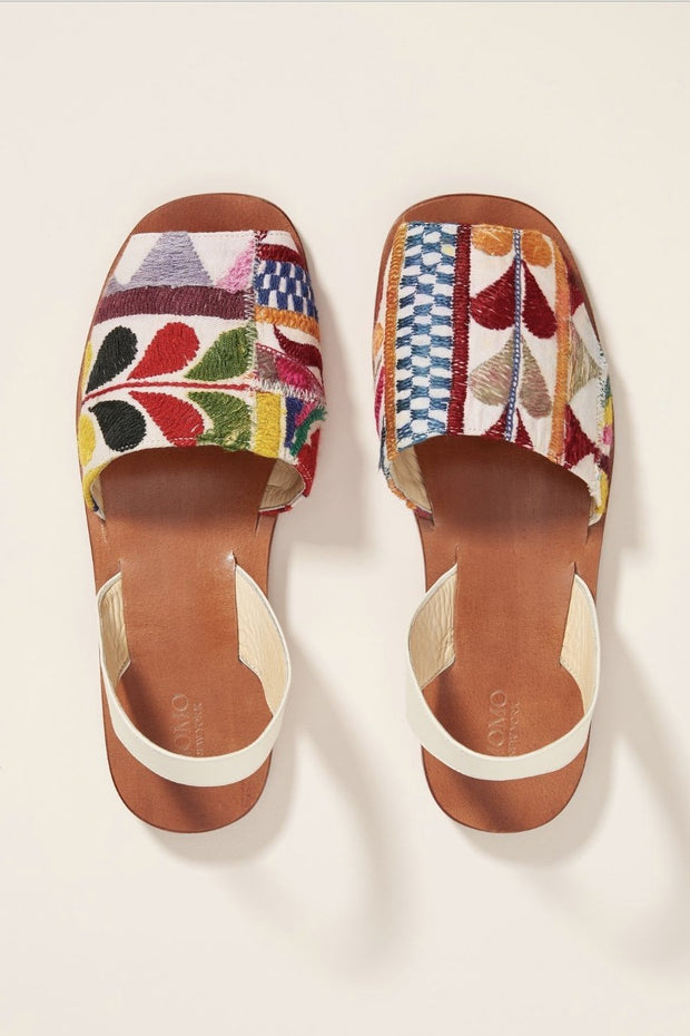 DESSA EMBROIDERED SLING BACK SANDALS X ANTHROPOLOGIE - sustainably made MOMO NEW YORK sustainable clothing, mules slow fashion