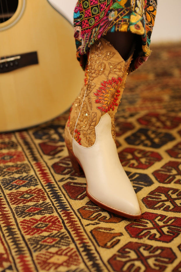 EMBROIDERED BOOTS ABBY - sustainably made MOMO NEW YORK sustainable clothing, boots slow fashion