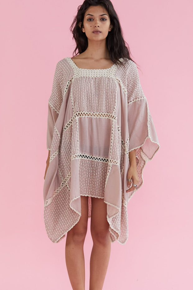 Embroidered Crochet Kaftan Vola - sustainably made MOMO NEW YORK sustainable clothing, Boho Chic slow fashion