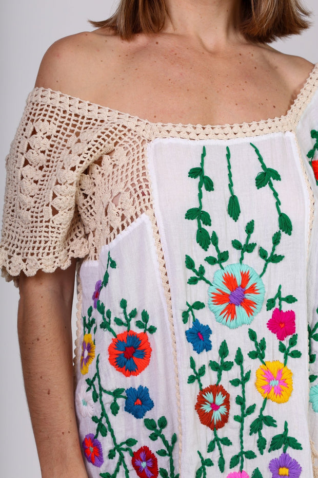 EMBROIDERED DRESS ISABELLE - sustainably made MOMO NEW YORK sustainable clothing, kaftan slow fashion