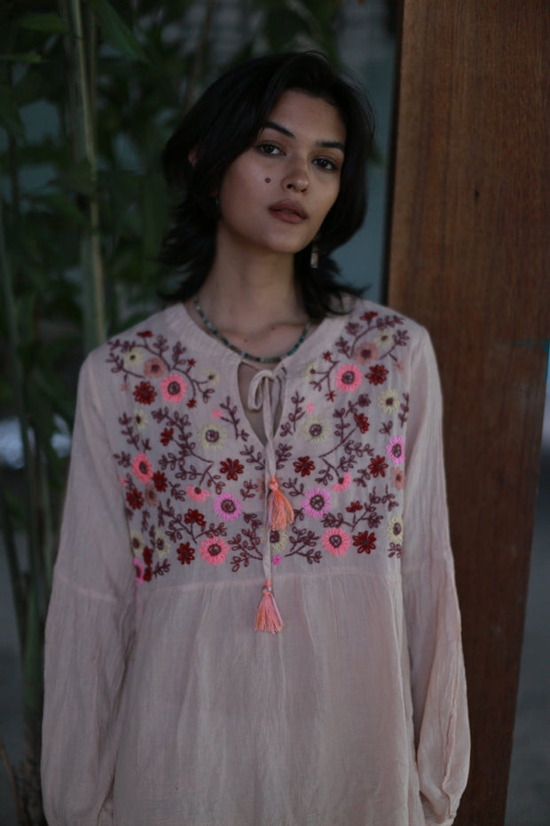 EMBROIDERED DRESS MALIKA - sustainably made MOMO NEW YORK sustainable clothing, kaftan slow fashion