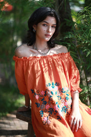 EMBROIDERED DRESS QUINCY - sustainably made MOMO NEW YORK sustainable clothing, kaftan slow fashion