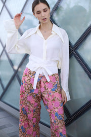 EMBROIDERED FISHERMAN TROUSER PANTS LISA - sustainably made MOMO NEW YORK sustainable clothing, pants slow fashion