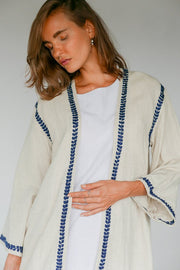 Embroidered Kimono Kaftan Robe Samantha - sustainably made MOMO NEW YORK sustainable clothing, Bohemian Bag slow fashion