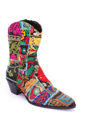 EMBROIDERED PATCHWORK BOOTS GINALYN (BLACK) - sustainably made MOMO NEW YORK sustainable clothing, boots slow fashion