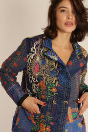 EMBROIDERED PATCHWORK JACKET PENNY - sustainably made MOMO NEW YORK sustainable clothing, Jacket slow fashion