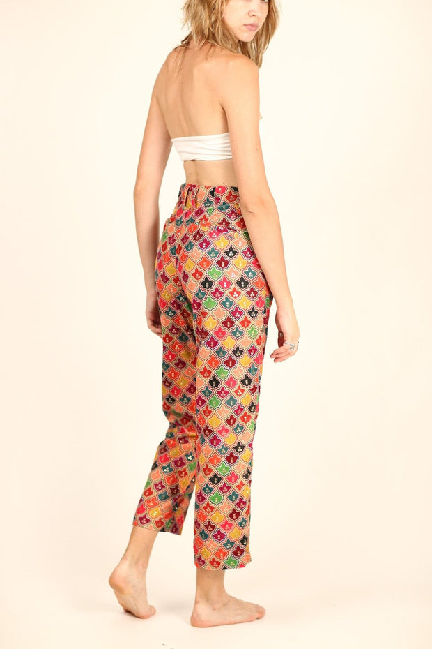 EMBROIDERED SEQUIN VELVET PANTS RACHNA - sustainably made MOMO NEW YORK sustainable clothing, pants slow fashion