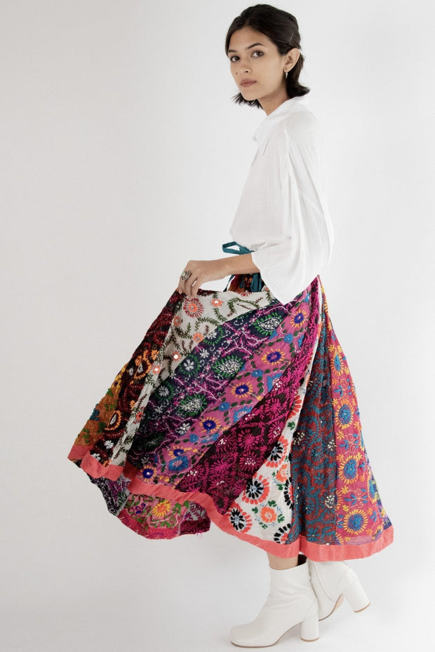 EMBROIDERED SKIRT LOUISE - sustainably made MOMO NEW YORK sustainable clothing, offer slow fashion