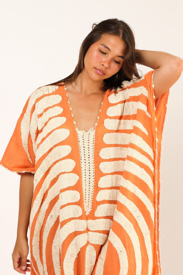 EMBROIDERED TUNIC KAFTAN MARIE CLAIRE - sustainably made MOMO NEW YORK sustainable clothing, kaftan slow fashion