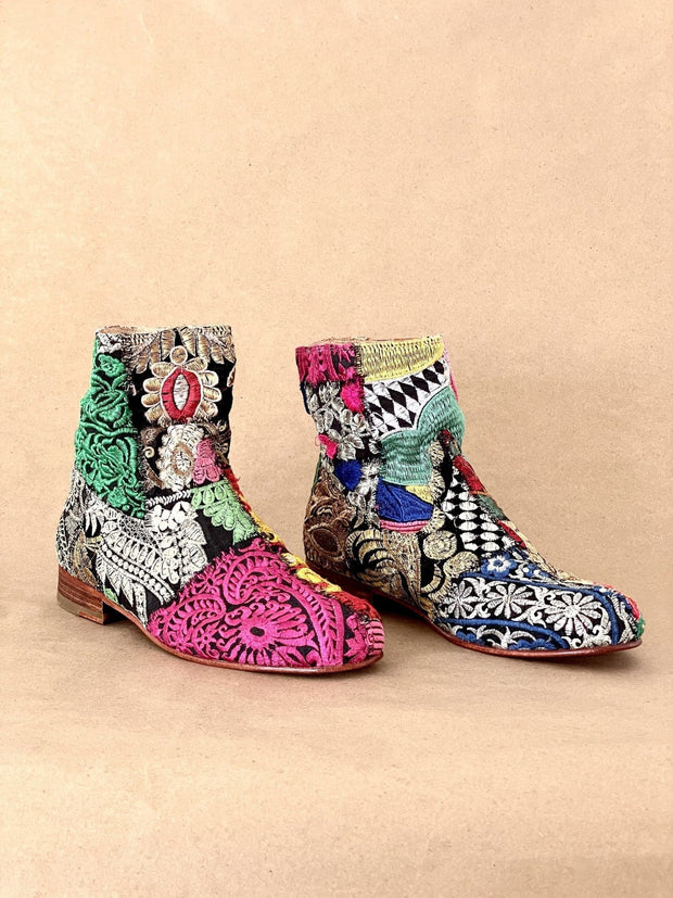 Embroidery Patchwork Ankle Boots - 39 - sustainably made MOMO NEW YORK sustainable clothing, saleojai slow fashion