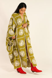 FLORA CROCHET KIMONO GREEN - sustainably made MOMO NEW YORK sustainable clothing, flashsalenovember22 slow fashion