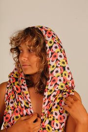 FLOWER PRINT HOODIE DRESS - sustainably made MOMO NEW YORK sustainable clothing, dress slow fashion