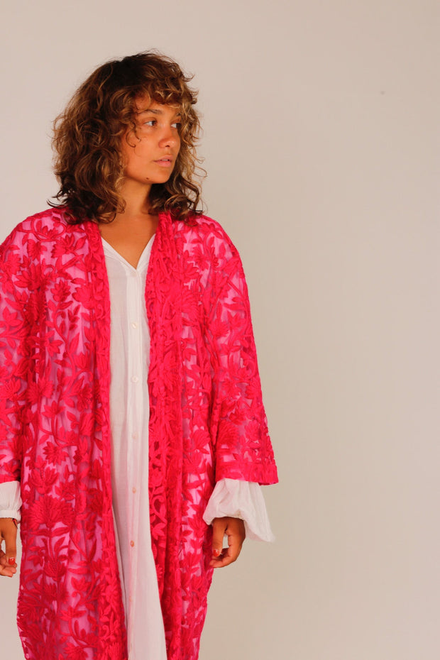 FUCHSIA PINK KIMONO BARBIE - sustainably made MOMO NEW YORK sustainable clothing, kimono slow fashion