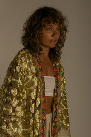 GOLD NET KIMONO OBIGE - sustainably made MOMO NEW YORK sustainable clothing, slow fashion