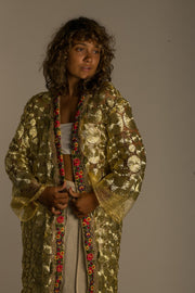 GOLD NET KIMONO OBIGE - sustainably made MOMO NEW YORK sustainable clothing, slow fashion