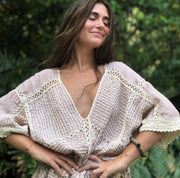 HAND EMBROIDERED KAFTAN HANNI - sustainably made MOMO NEW YORK sustainable clothing, dress slow fashion