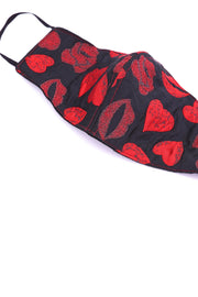 HEART & KISS FACE MASK MARILYN (BLACK/RED) - sustainably made MOMO NEW YORK sustainable clothing, offerfm slow fashion