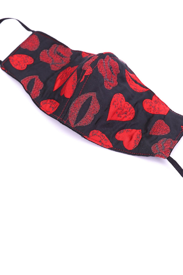 HEART & KISS FACE MASK MARILYN (BLACK/RED) - sustainably made MOMO NEW YORK sustainable clothing, offerfm slow fashion