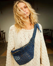 Indigo Patchwork Belt Bag - sustainably made MOMO NEW YORK sustainable clothing, bag slow fashion